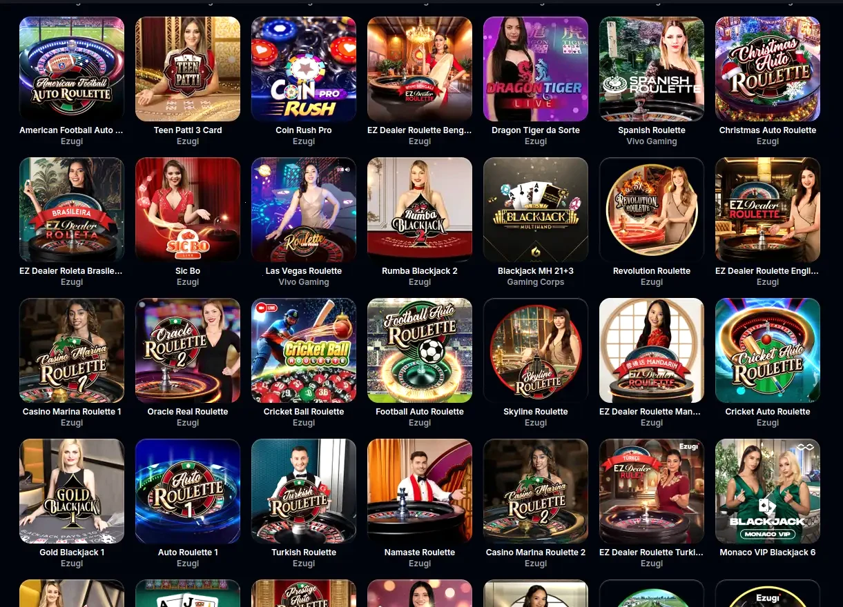 Interface mobile du casino Intense avec jeux de slots et live casino